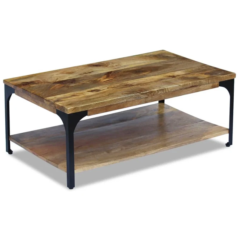 Table basse design industriel en bois de manguier et acier 100 x 60 x 38 cm DEC038230