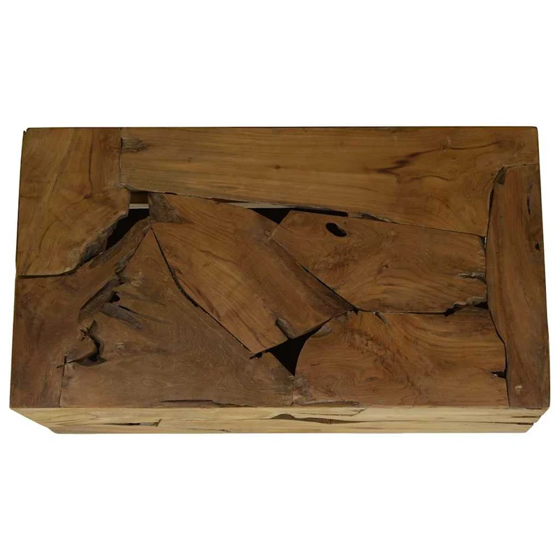 Table basse de salon design rustique 90 x 50 x 30 cm teck véritable marron DEC037221