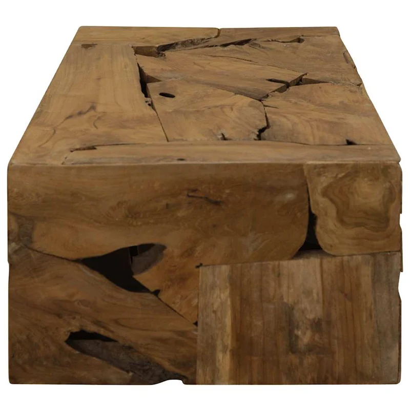 Table basse de salon design rustique 90 x 50 x 30 cm teck véritable marron DEC037221
