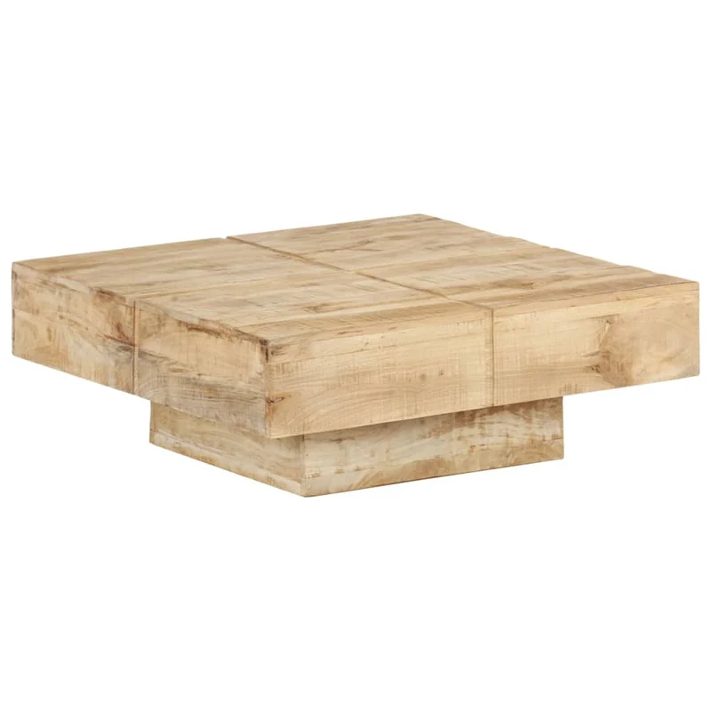 Table basse de salon design rustique 80 x 80 x 28 cm bois de manguier massif DEC037188