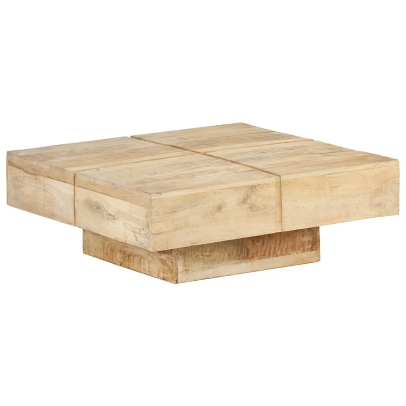 Table basse de salon design rustique 80 x 80 x 28 cm bois de manguier massif DEC037188