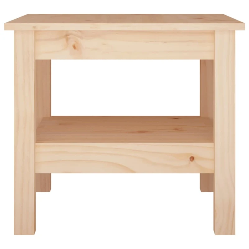 Table basse de salon avec étagère design simple 45 x 45 x 40 cm bois massif de pin non traité DEC037071