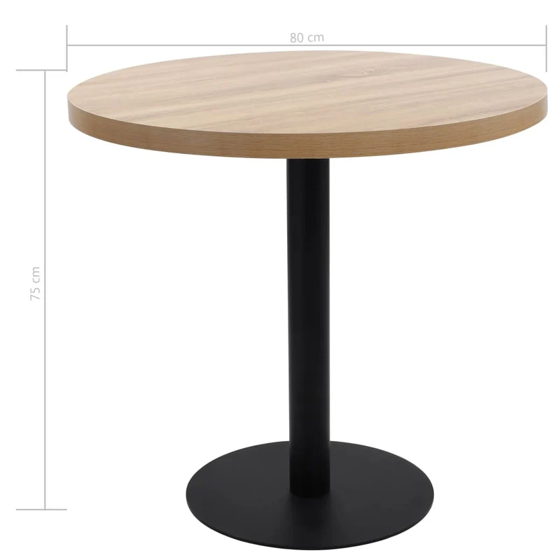 Table d'appoint auxiliaire table de bistro diamètre 80 cm hautur 75 cm en MDF acier noir DEC036567