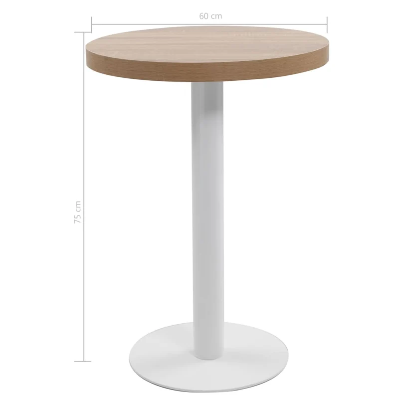 Table d'appoint auxiliaire table bistro hauteur 75 cm en MDF et acier blanc DEC036564