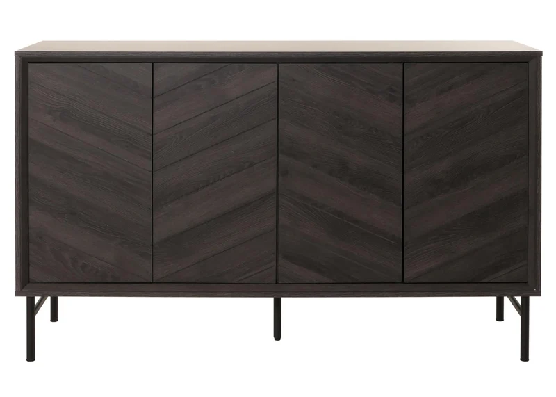 Buffet commode avec 4 compartiments de rangement en bois de manguier 94x151x40 cm gris foncé 04_0006003