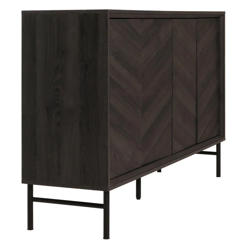 Buffet commode avec 4 compartiments de rangement en bois de manguier 94x151x40 cm gris foncé 04_0006003