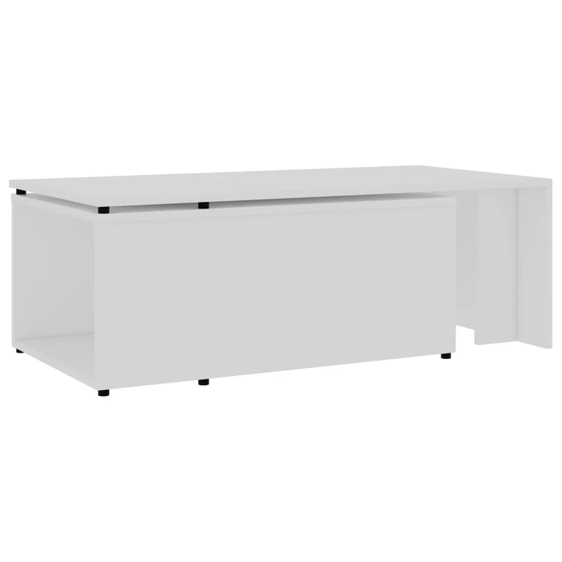 Table basse de salon design moderne 150 x 50 x 35 cm bois d'ingénierie blanc DEC037857