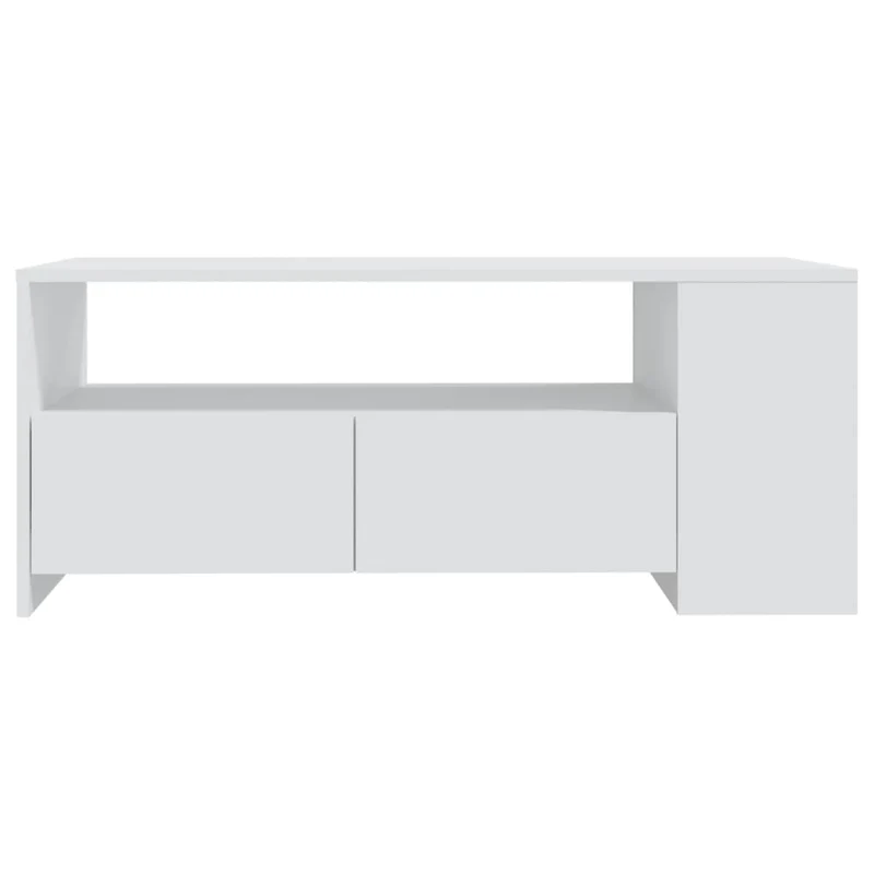 Table basse de salon avec tiroir design moderne 102 x 55 x 42 cm bois d'ingénierie blanc DEC037832