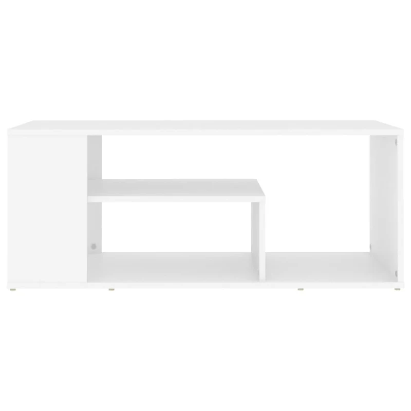 Table basse de salon avec étagères design moderne 100 x 50 x 40 cm bois d'ingénierie blanc DEC037787