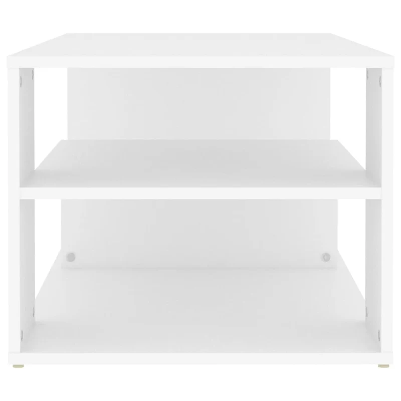 Table basse de salon avec étagères design moderne 100 x 50 x 40 cm bois d'ingénierie blanc DEC037787