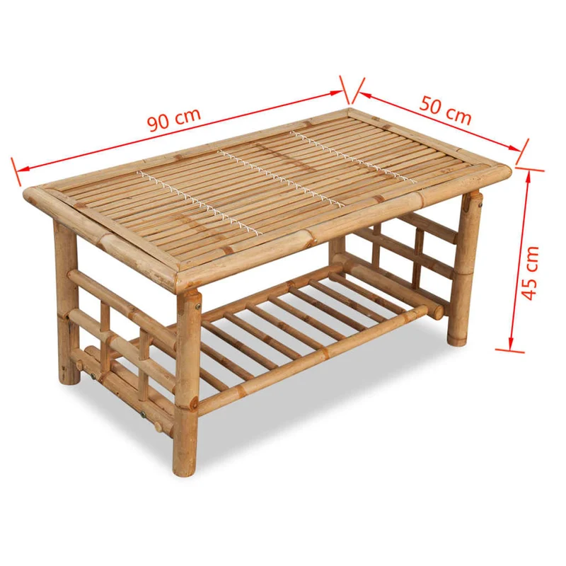 Table basse de salon style tropical 90 x 50 x 45 cm bambou marron DEC037767