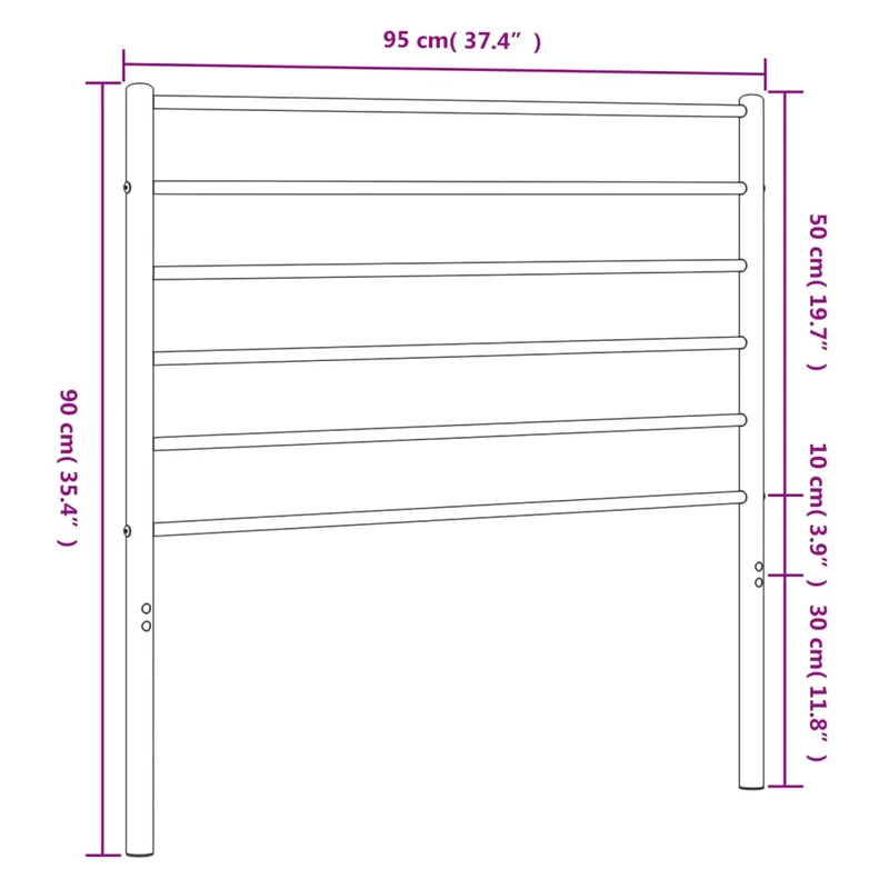 Tête de lit accessoire couchage chambre à coucher meuble 90 cm métal noir TDL0202403