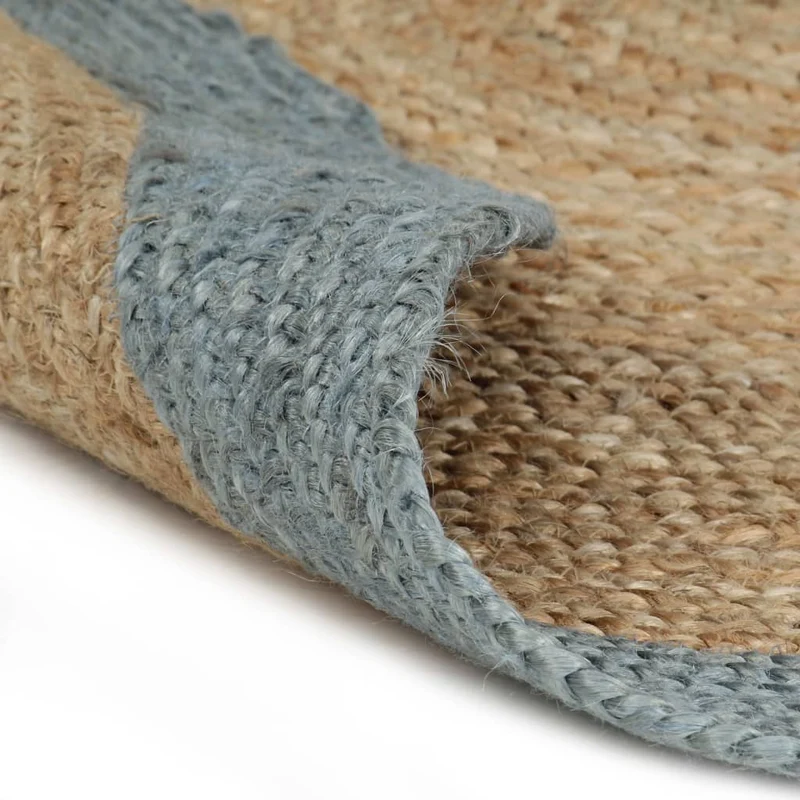Tapis fait à la main Jute avec bord vert olive 90 cm DEC023475