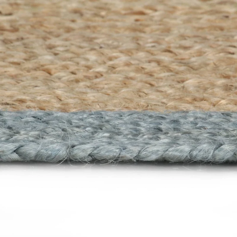 Tapis fait à la main Jute avec bord vert olive 90 cm DEC023475