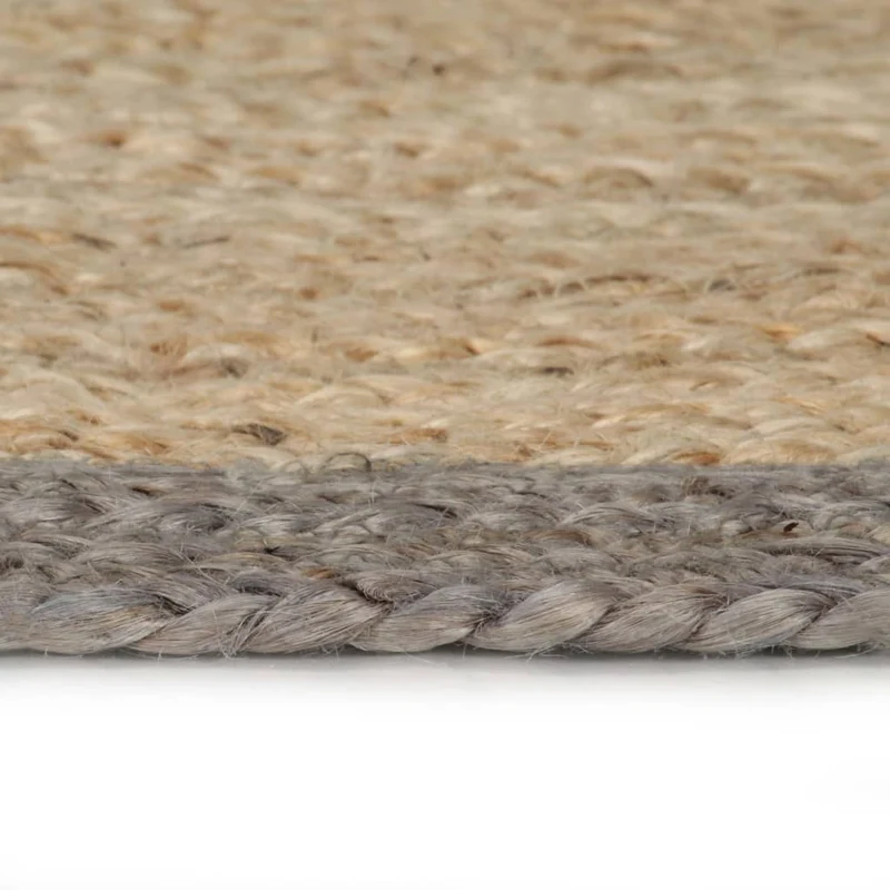 Tapis fait à la main Jute avec bord gris 90 cm DEC023469