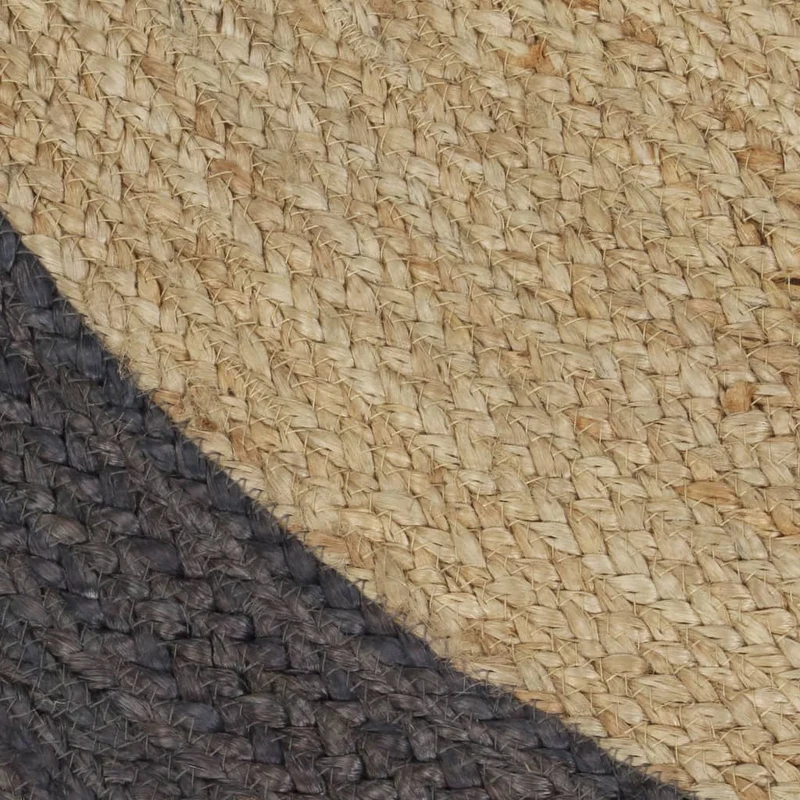 Tapis fait à la main Jute avec bord gris foncé 120 cm DEC023473