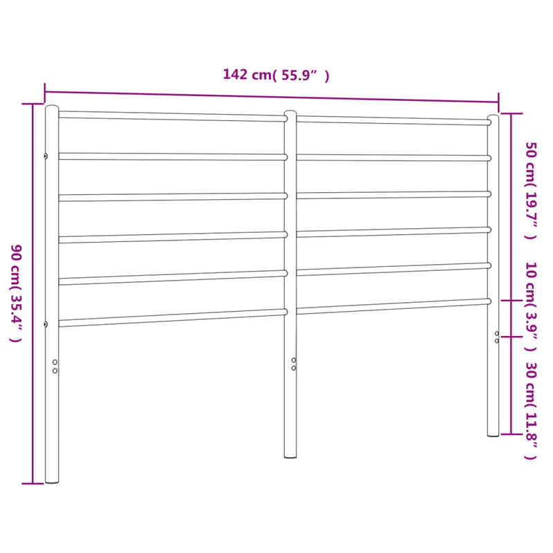 Tête de lit accessoire couchage chambre à coucher meuble 135 cm métal noir TDL0202439