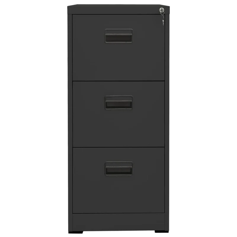 Caissons à tiroirs meuble de bureau 3 tiroirs 46 x 62 x 102,5 cm en acier anthracite DEC024499