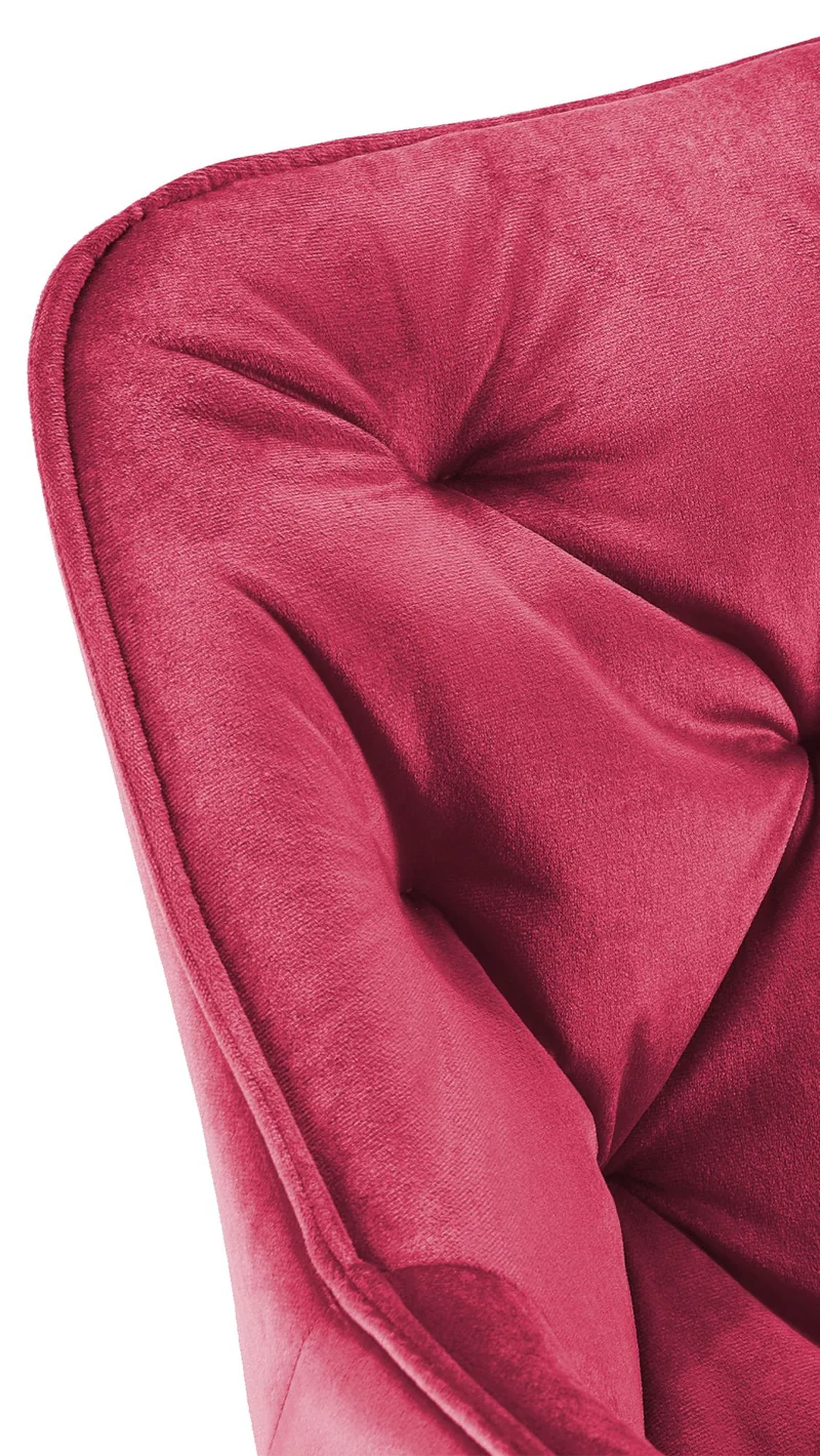 Lot de 4 chaises de salle à manger coutures décoratives en velours rouge et pieds en métal noir 10_0007839