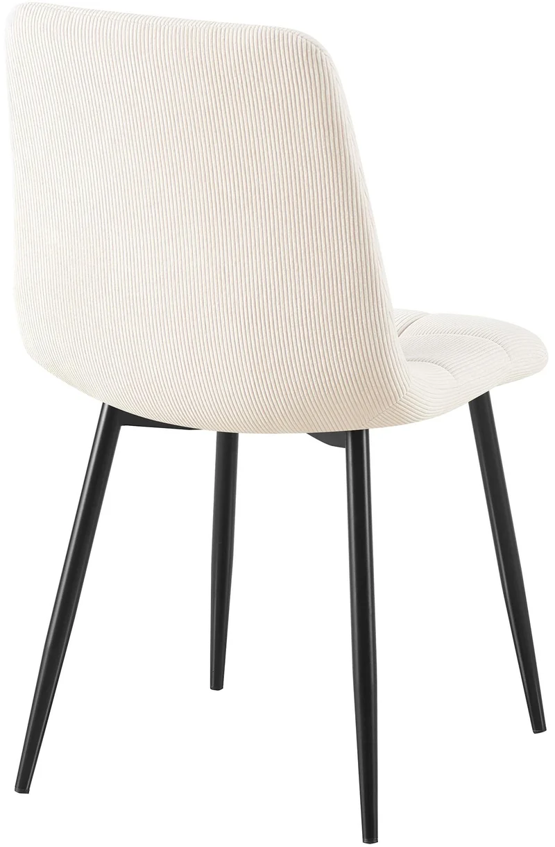 Lot de 4 chaises de salle à manger design en velours côtelé crème à coutures carrées – Pieds métal noirs 10_0007723