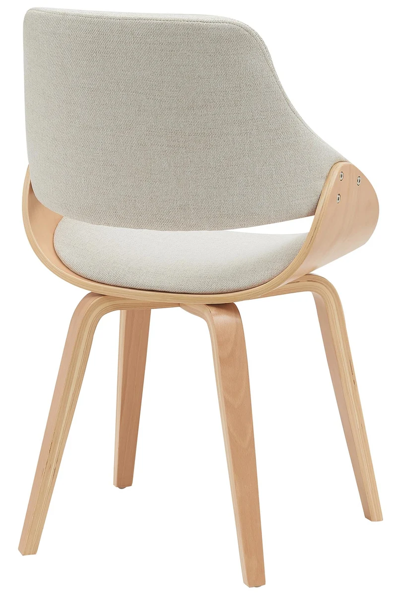 Chaise de salle à manger x1 design scandinave en bois courbé clair et tissu crème 10_0007425