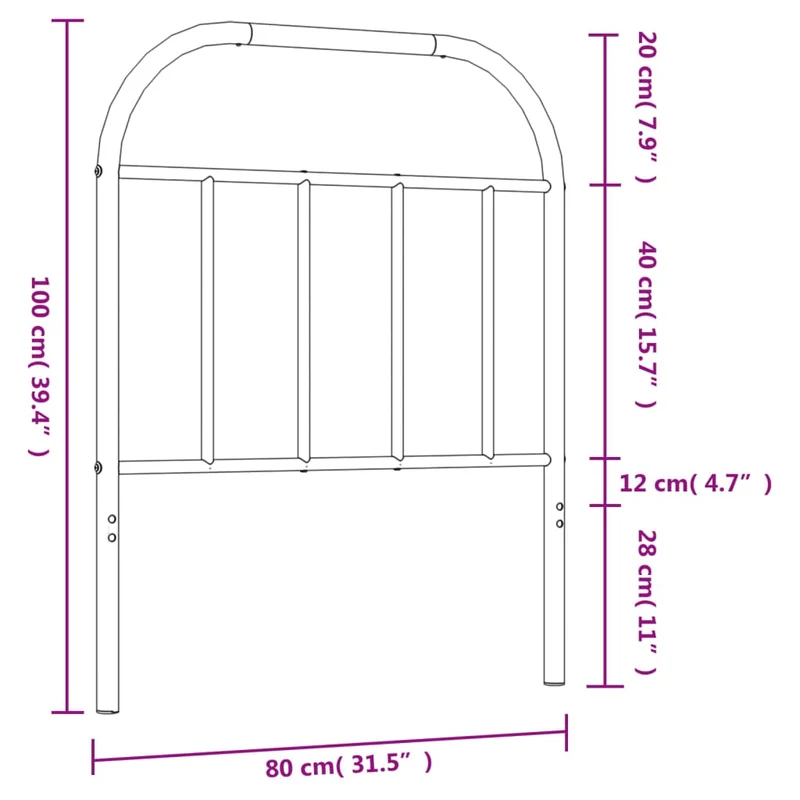 Tête de lit accessoire couchage chambre à coucher meuble 75 cm métal noir TDL0202409
