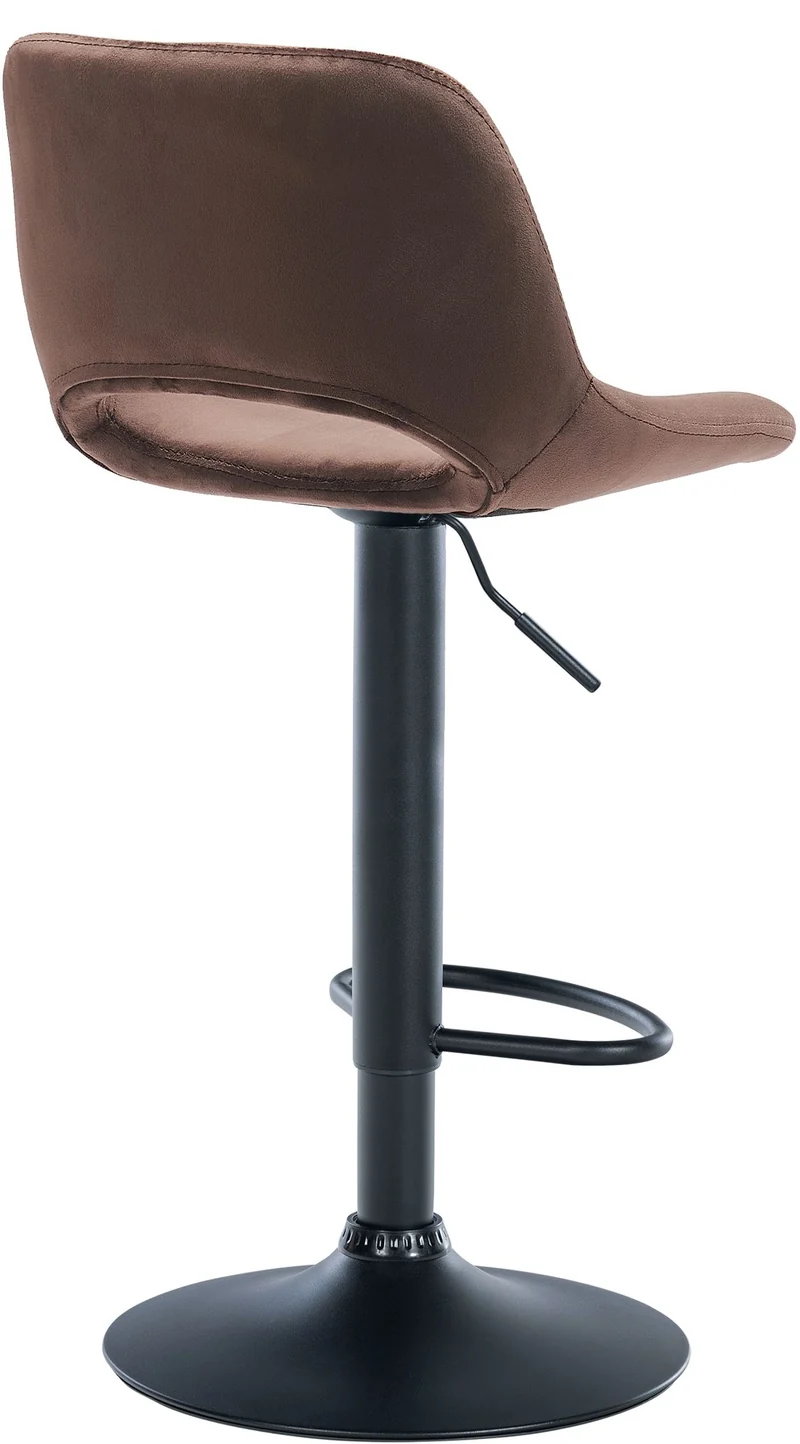 Tabourets de bar chaises haute x2 avec repose-pieds en velours marron piètement métallique noir 10_0004083