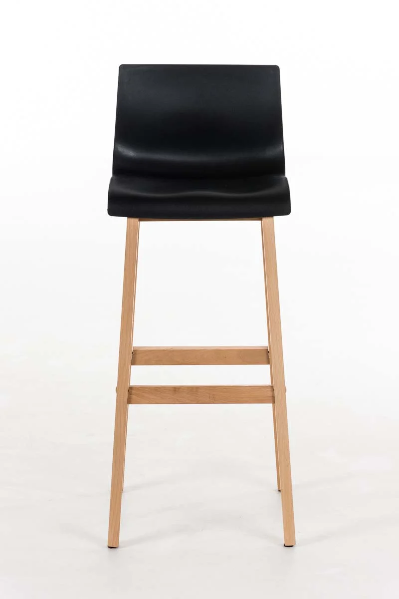 Tabouret de bar design scandinave x1 structure de 4 pieds en bois assise en plastique noir 10_0004943