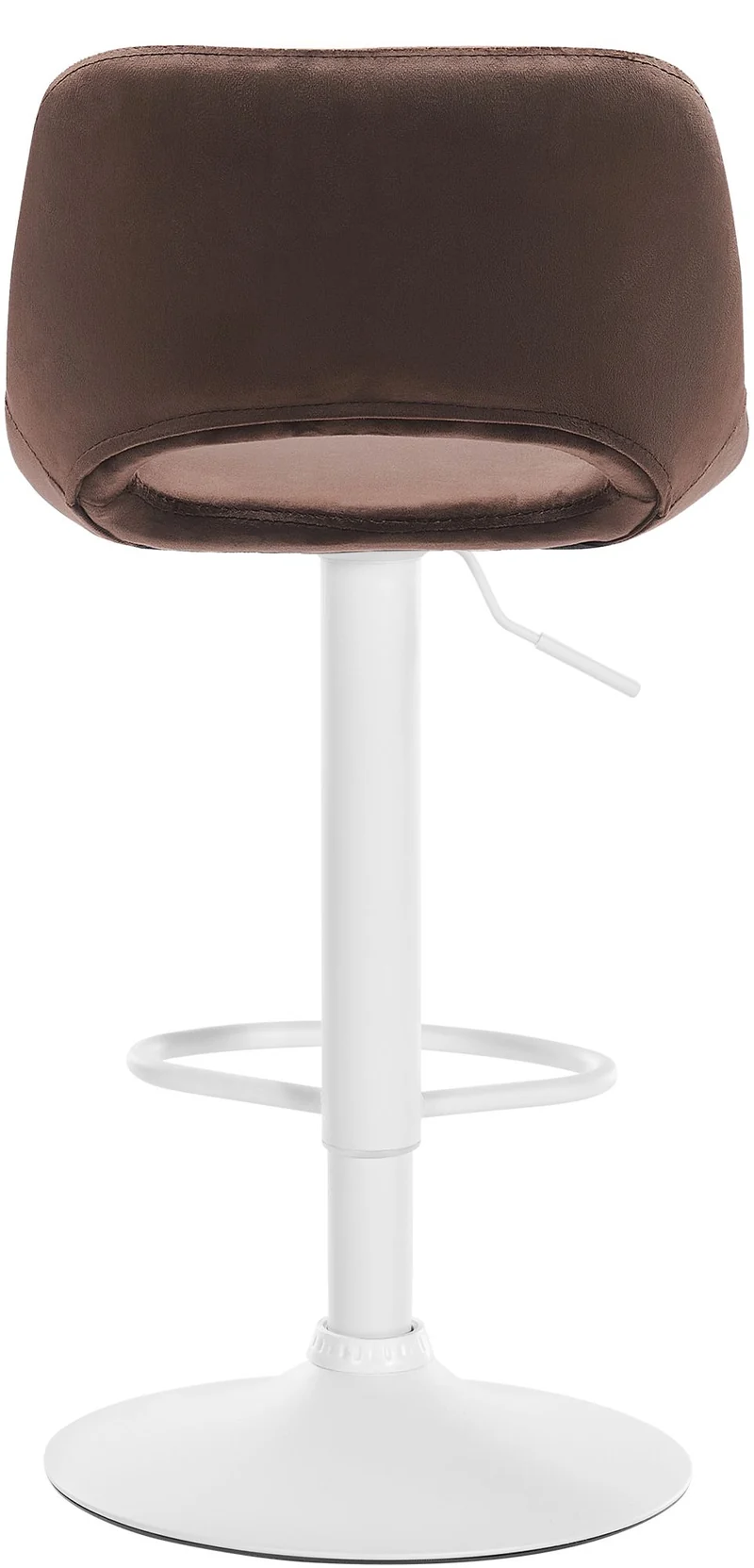 Tabouret de bar chaise haute x1 avec repose-pieds en velours marron piètement métallique blanc 10_0004608