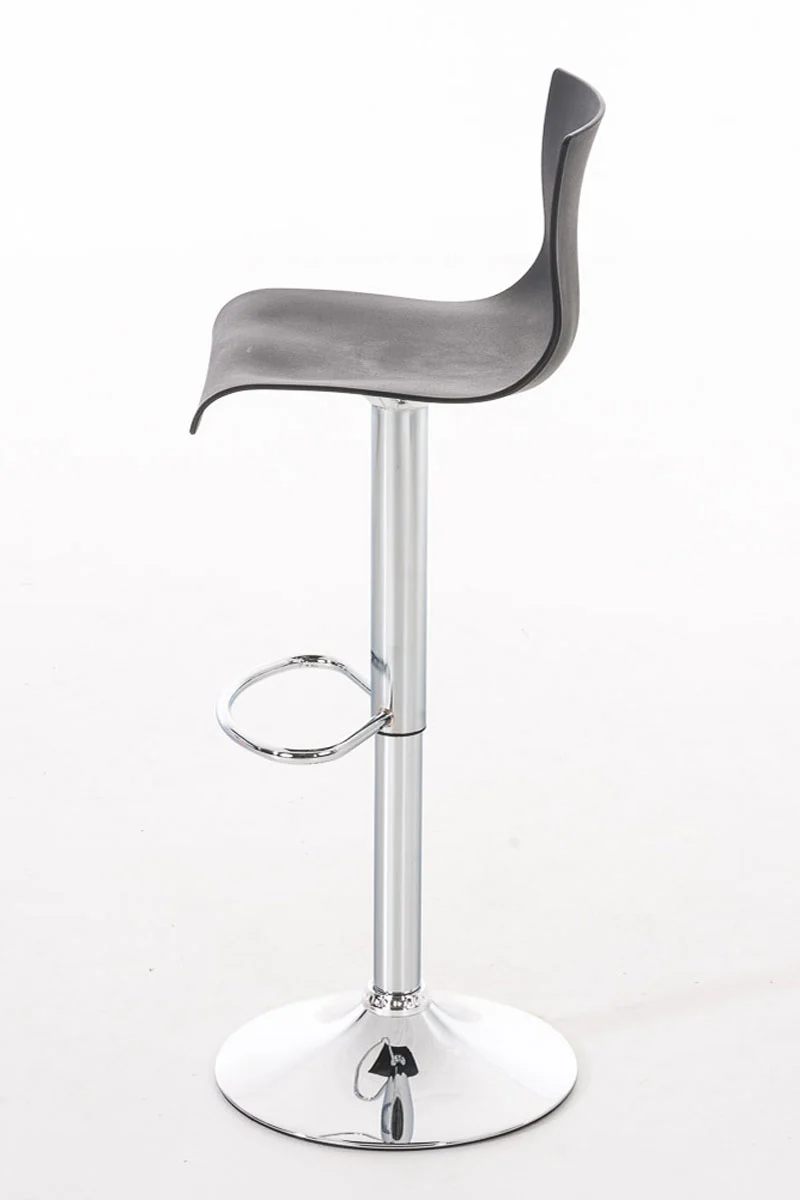 Tabouret de bar x1 avec repose-pieds pivotant dossier incurvé en plastique noir et métal chromé 10_0004937