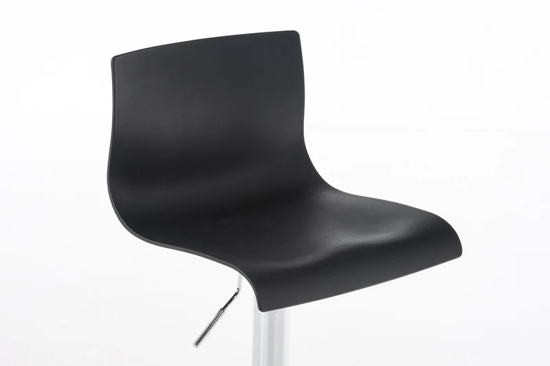 Tabouret de bar x1 avec repose-pieds pivotant dossier incurvé en plastique noir et métal chromé 10_0004937