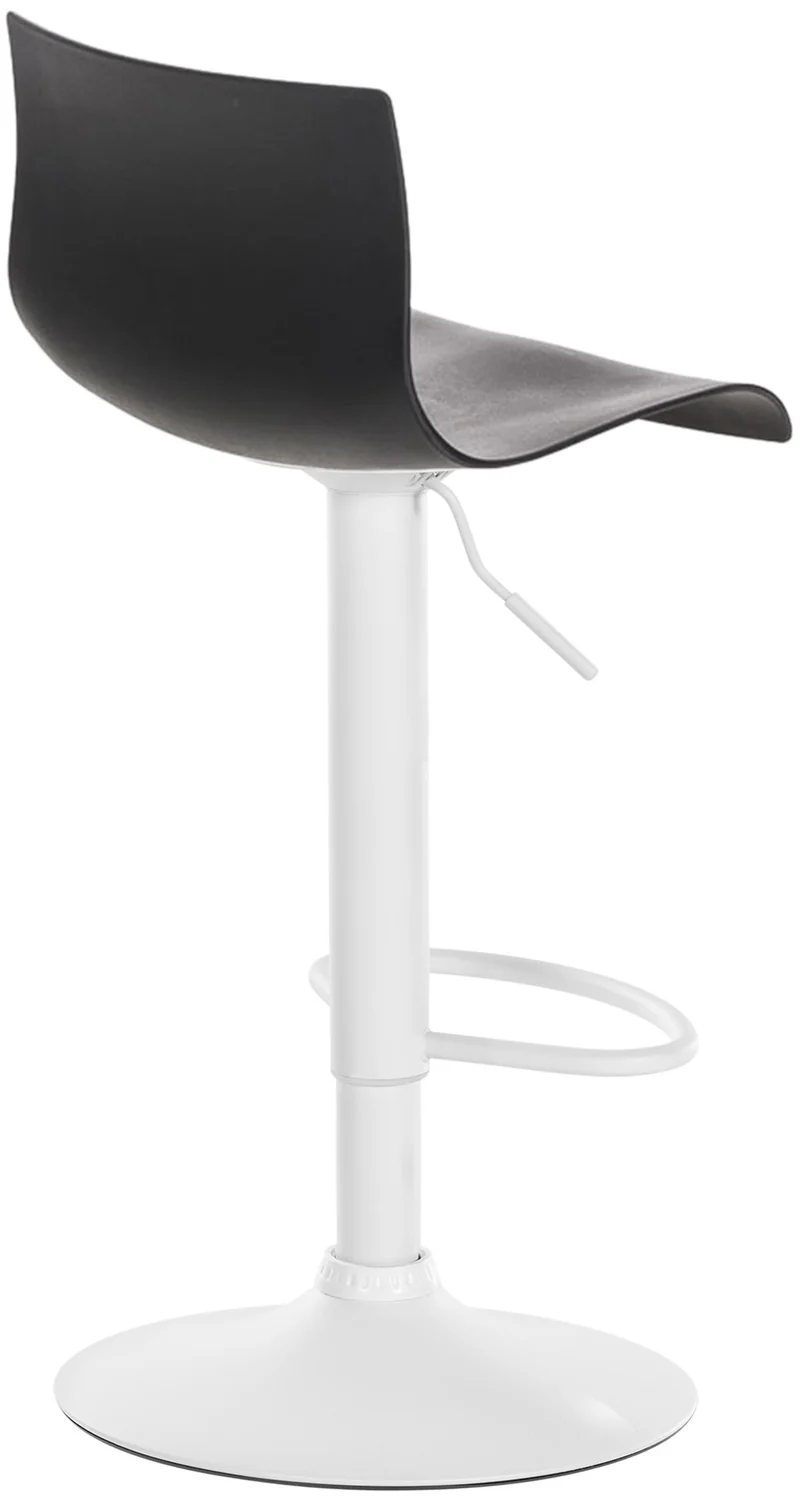 Tabouret de bar x1 avec repose-pieds pivotant dossier incurvé en plastique noir et métal blanc 10_0004983