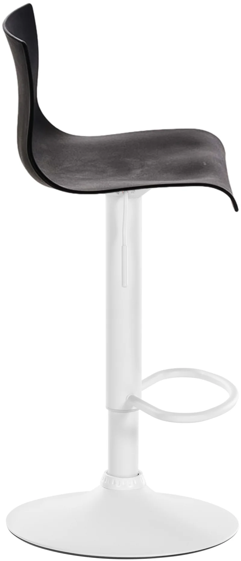 Tabouret de bar x1 avec repose-pieds pivotant dossier incurvé en plastique noir et métal blanc 10_0004983
