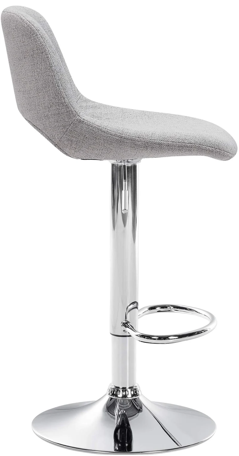 Tabouret de bar chaise haute x1 avec repose-pieds en tissu gris clair piètement métallique chromé 10_0004612