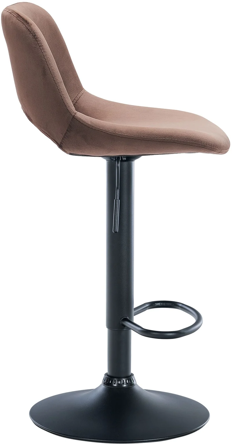 Tabouret de bar chaise haute x1 avec repose-pieds en velours marron piètement métallique noir 10_0004601