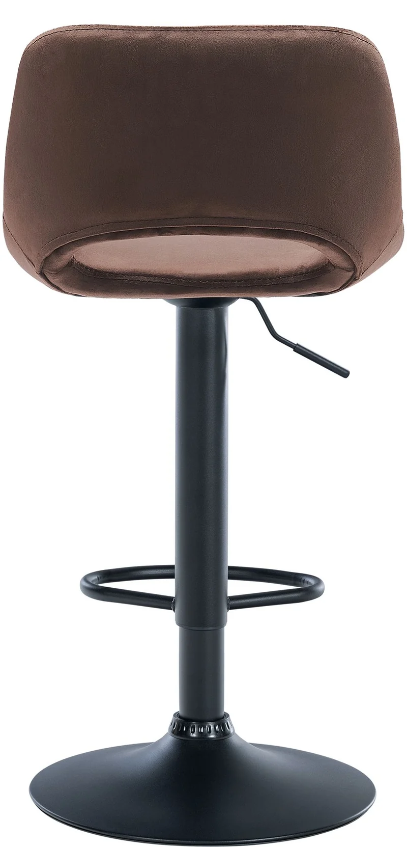 Tabouret de bar chaise haute x1 avec repose-pieds en velours marron piètement métallique noir 10_0004601