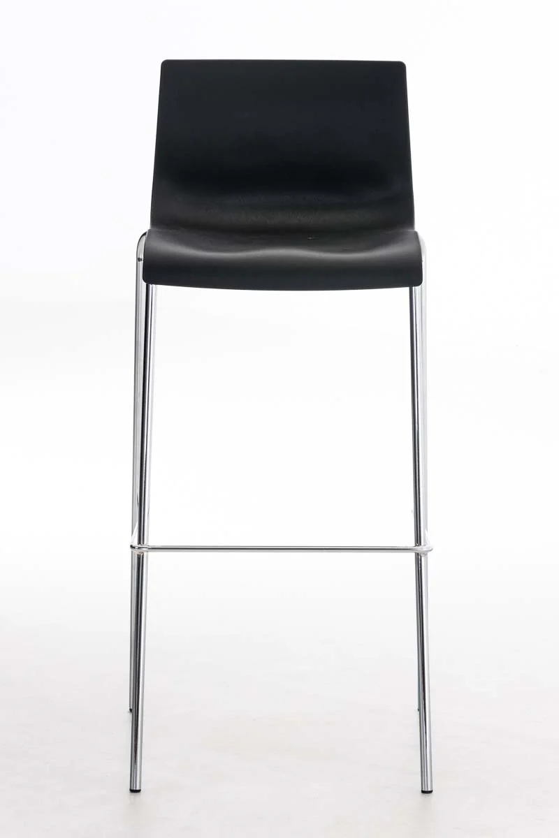 Lot de 2 tabourets de bar en tissu plastique noir cadre métallique chromé à quatre pieds style chic et moderne 10_0005566
