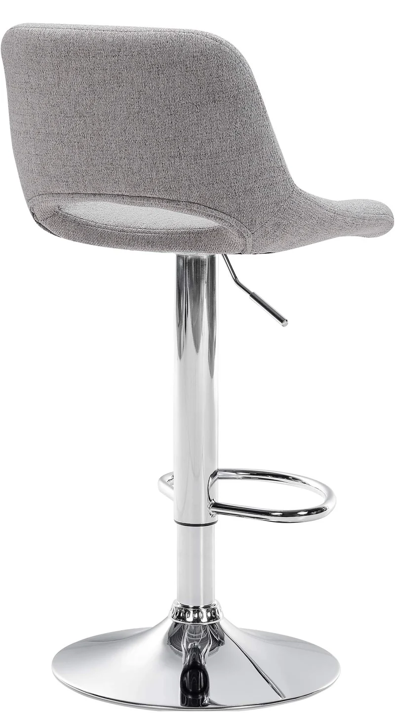 Tabourets de bar chaises haute x2 avec repose-pieds en tissu gris clair piètement métallique chromé 10_0004094