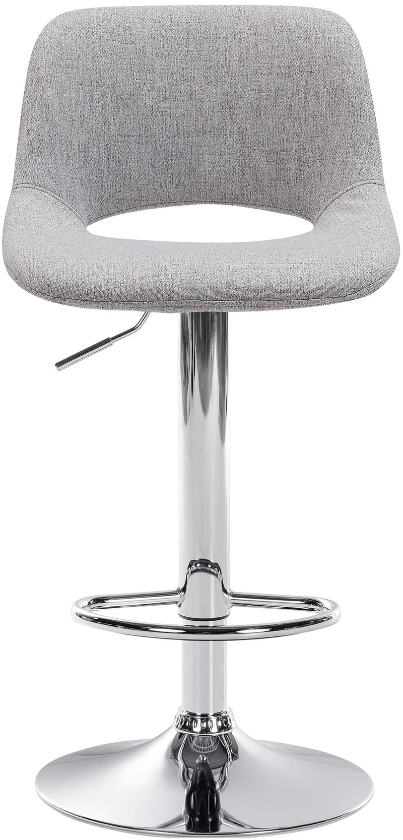 Tabourets de bar chaises haute x2 avec repose-pieds en tissu gris clair piètement métallique chromé 10_0004094