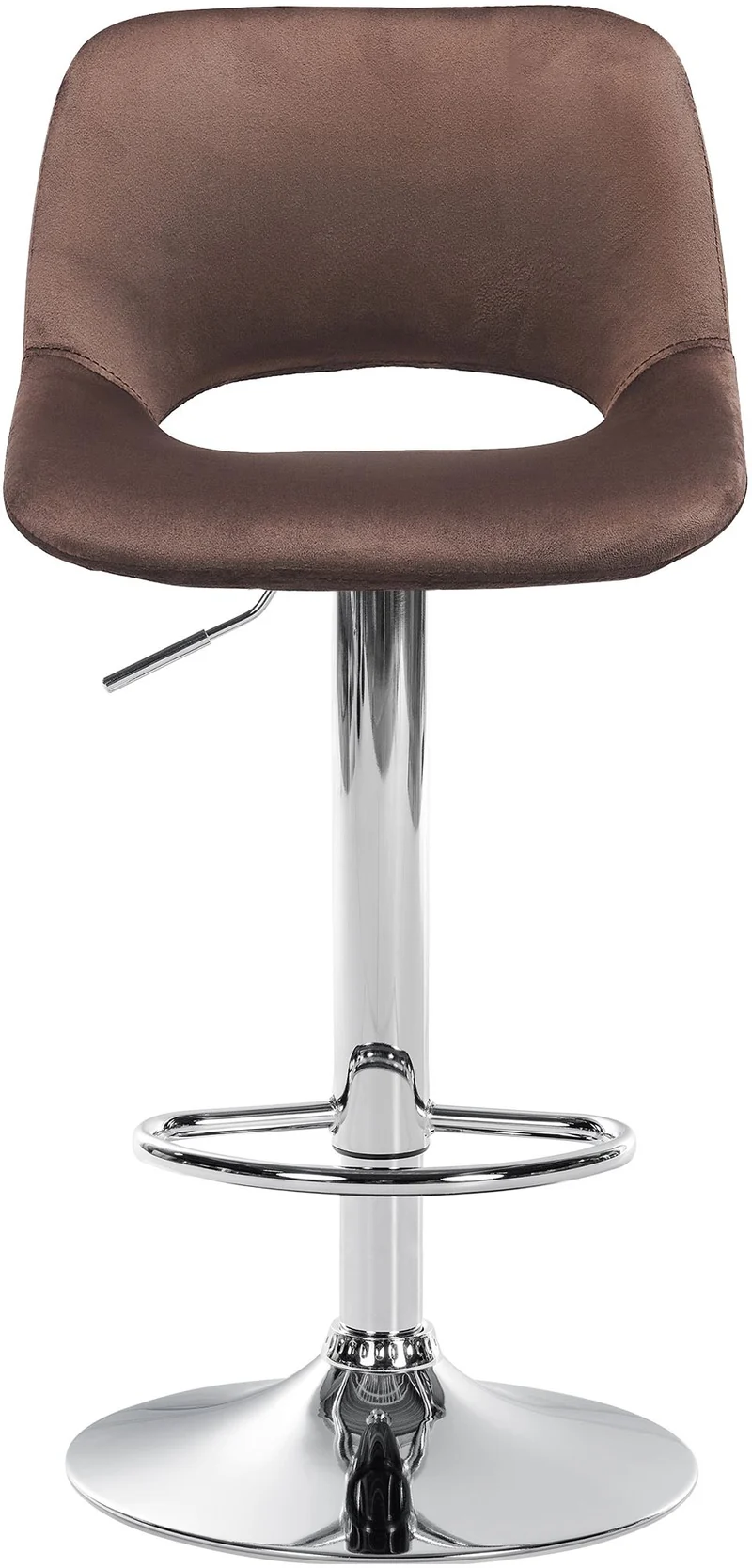 Tabourets de bar chaises haute x2 avec repose-pieds en velours marron piètement métallique chromé 10_0004076