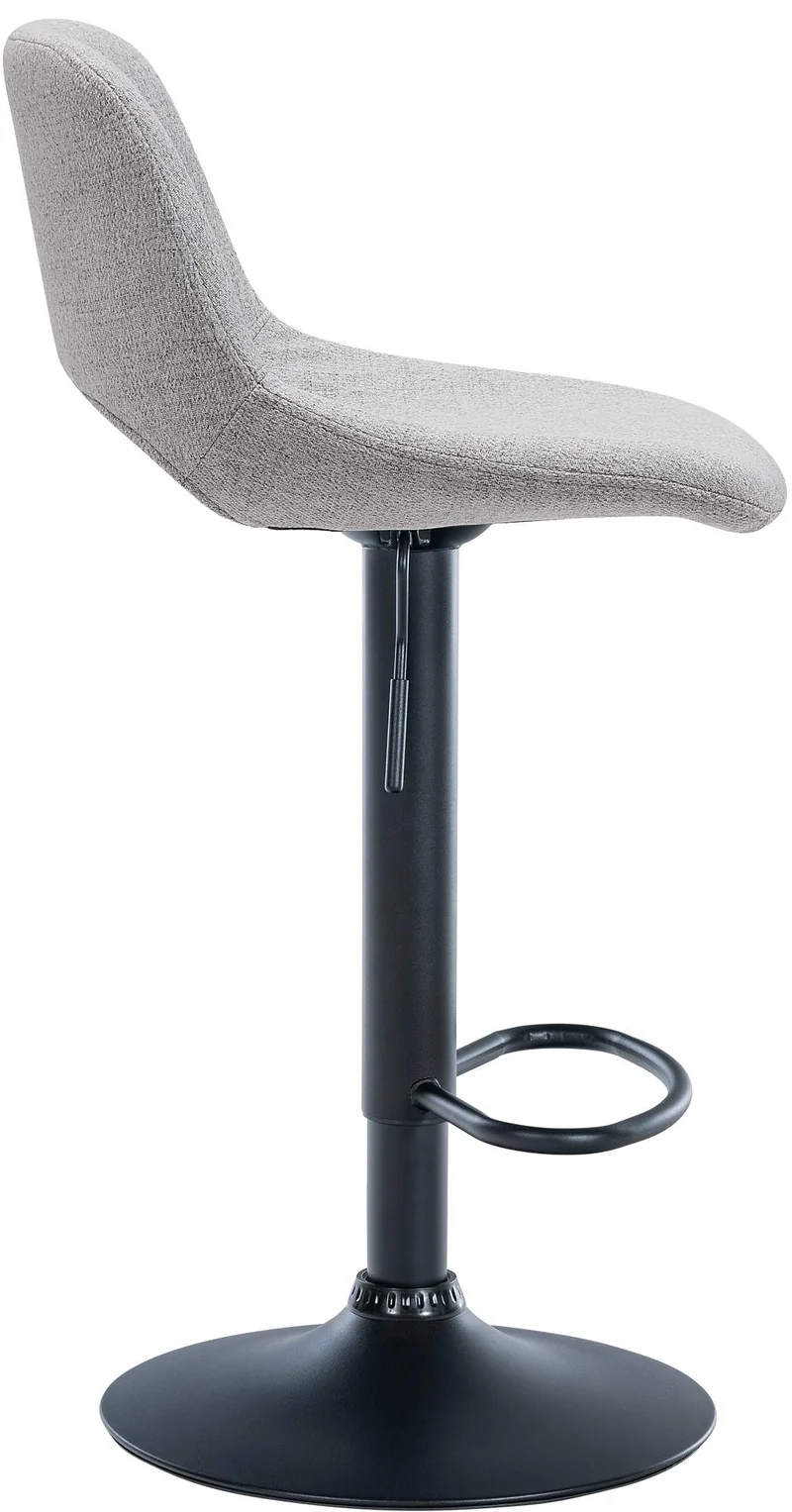 Tabouret de bar chaise haute x1 avec repose-pieds en tissu gris clair piètement métallique noir 10_0004615