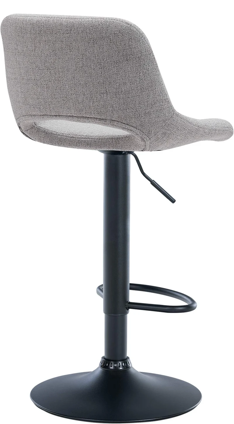 Tabouret de bar chaise haute x1 avec repose-pieds en tissu gris clair piètement métallique noir 10_0004615