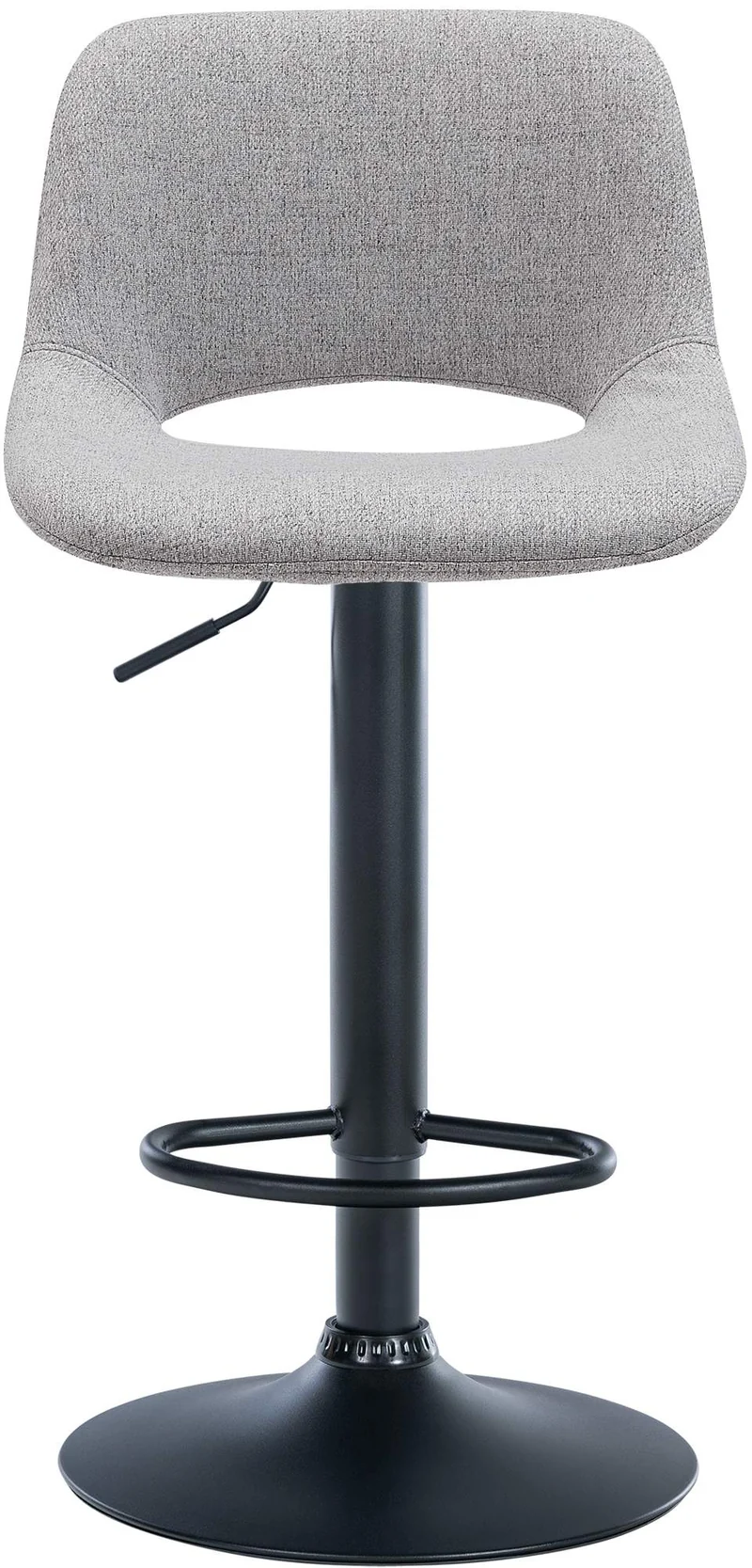 Tabouret de bar chaise haute x1 avec repose-pieds en tissu gris clair piètement métallique noir 10_0004615
