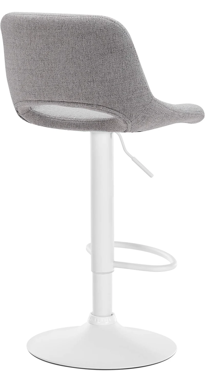 Tabouret de bar chaise haute x1 avec repose-pieds en tissu gris clair piètement métallique blanc 10_0004618