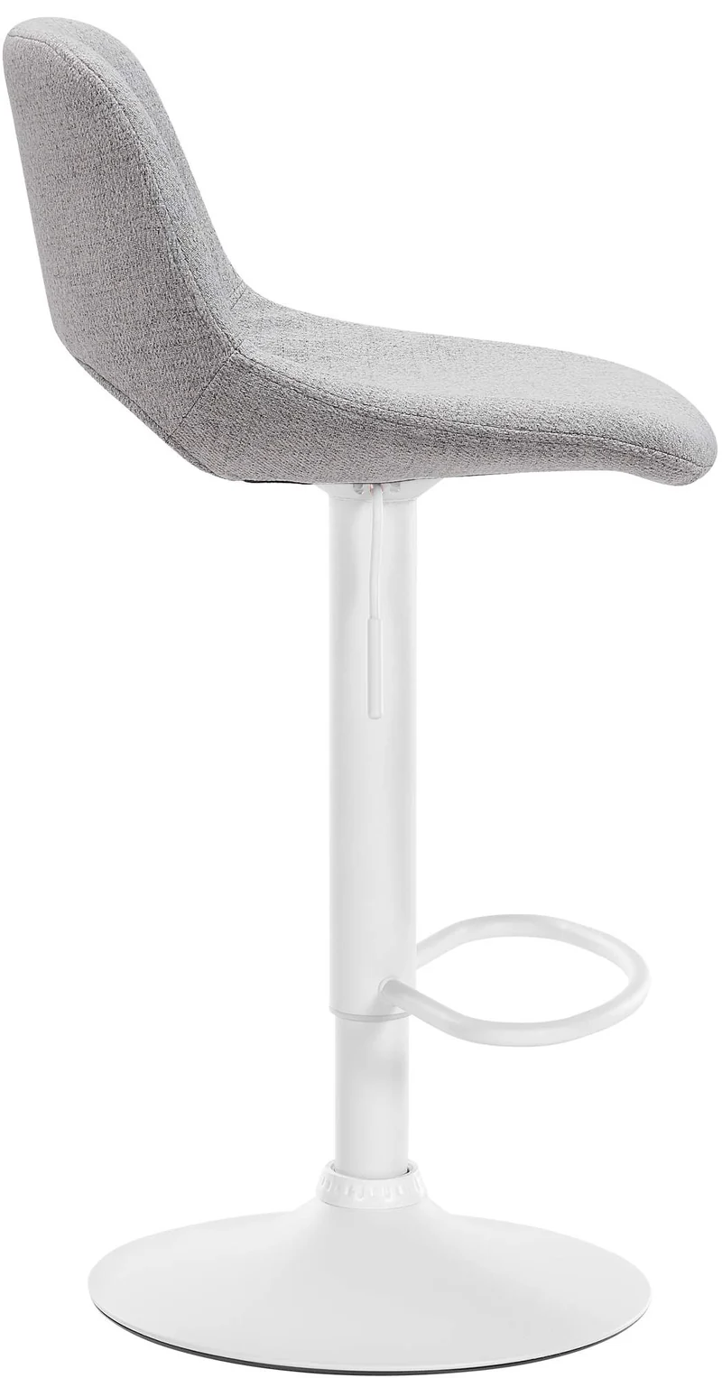 Tabouret de bar chaise haute x1 avec repose-pieds en tissu gris clair piètement métallique blanc 10_0004618