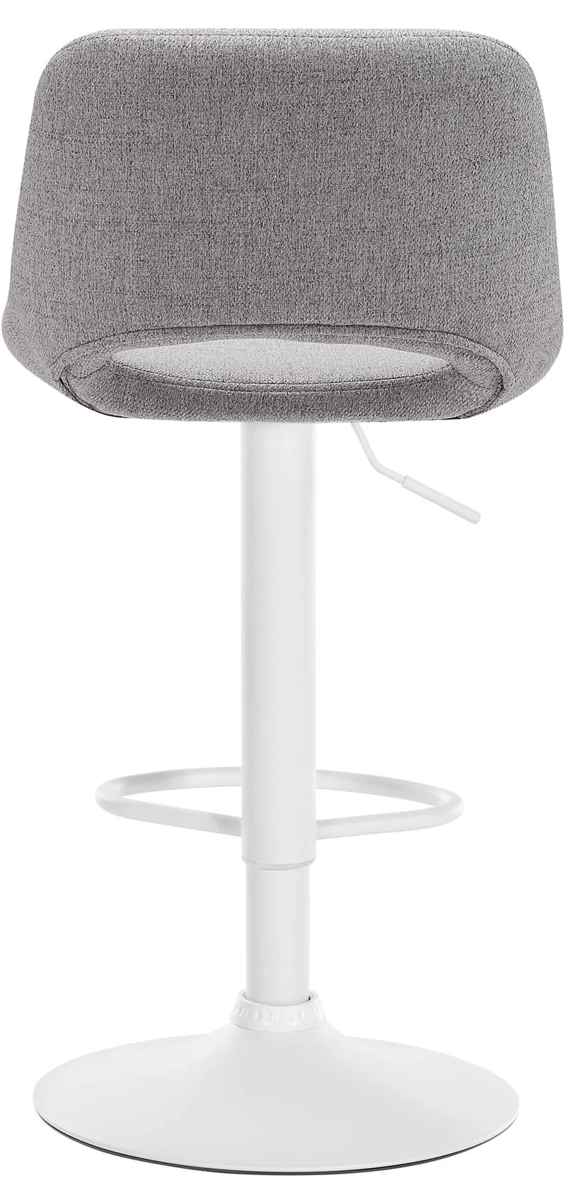 Tabouret de bar chaise haute x1 avec repose-pieds en tissu gris clair piètement métallique blanc 10_0004618