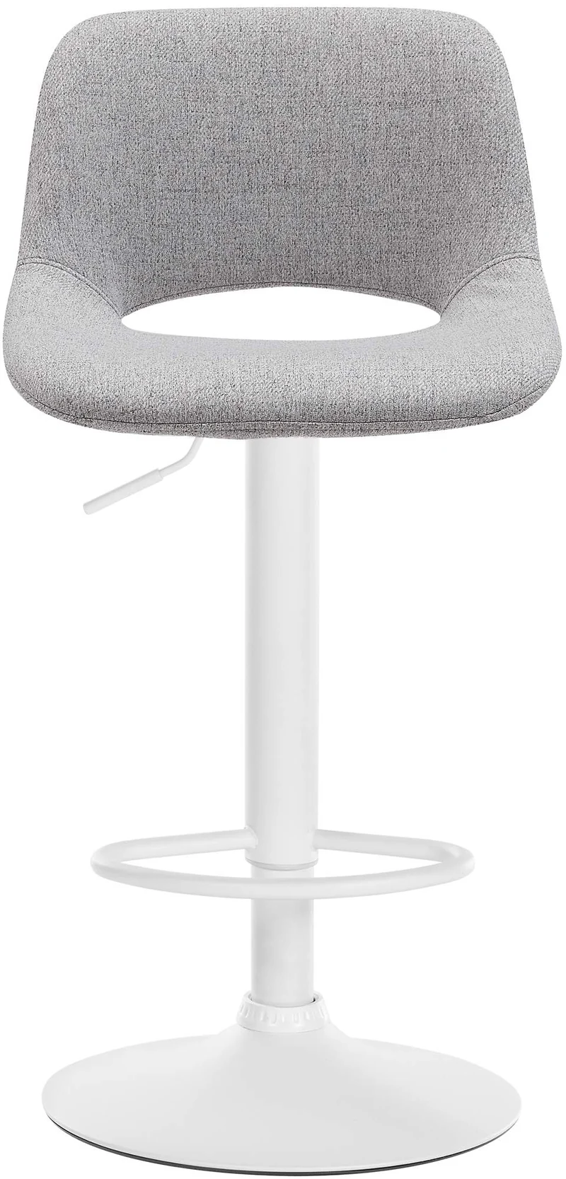 Tabouret de bar chaise haute x1 avec repose-pieds en tissu gris clair piètement métallique blanc 10_0004618