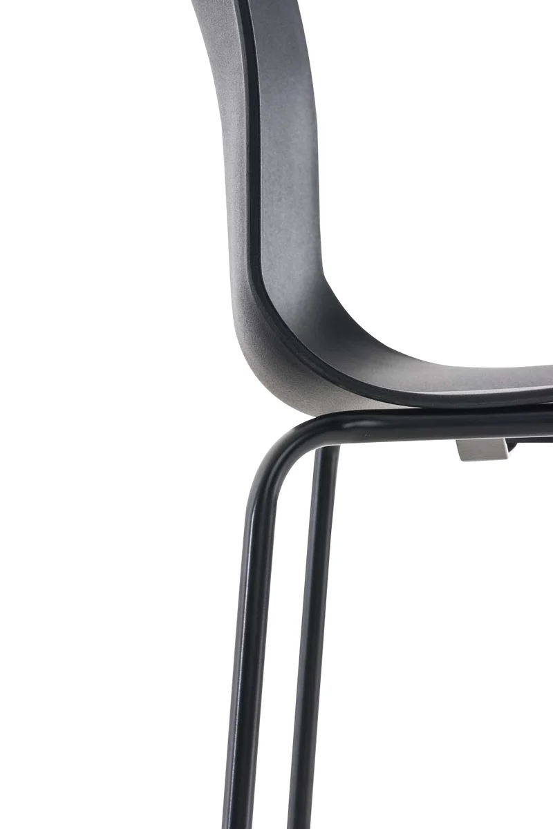 Lot de 2 tabourets de bar en tissu plastique noir cadre métallique noir à quatre pieds style chic et moderne 10_0005569
