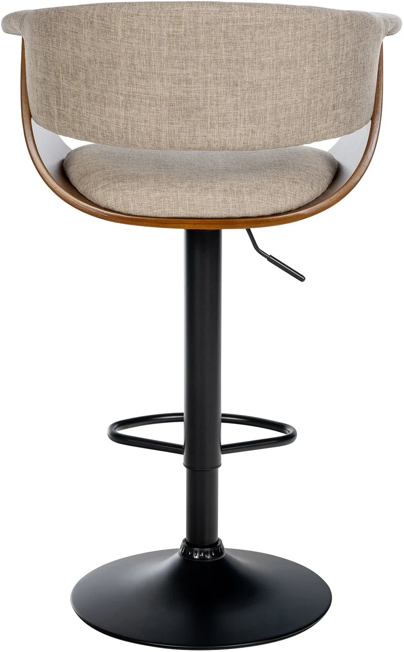 Lot de 2 tabourets de bar réglables et pivotants – Assise tissu crème avec coque bois piètement métal noir 10_0006414