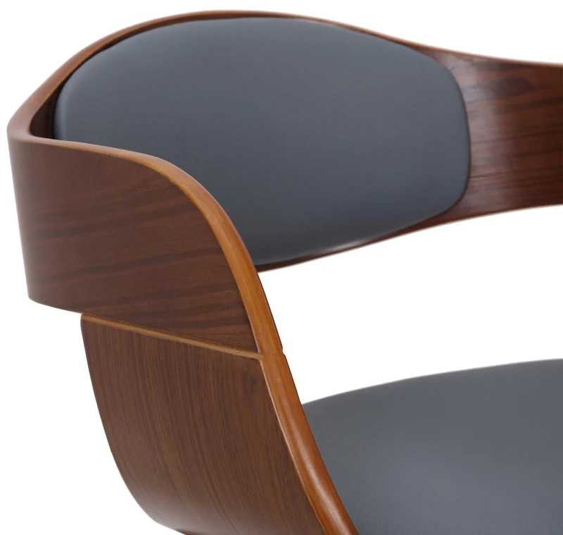 Lot de 2 chaises de salle à manger design retro en tissu gris structure en bois noyer 10_0007562